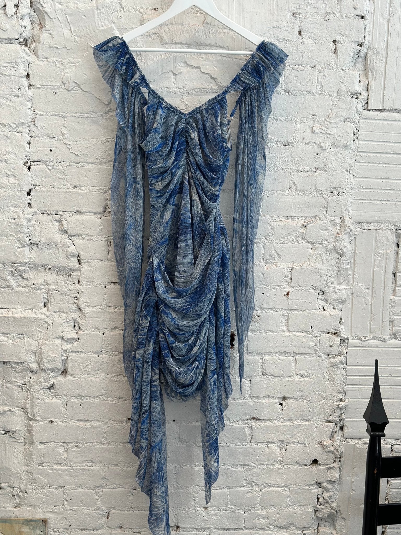 Angel Wing Dress in Blue Frond